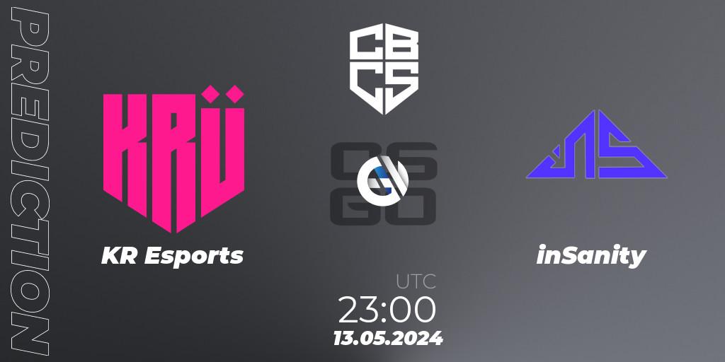 KRÜ Esports - inSanity: ennuste. 13.05.2024 at 23:00, Counter-Strike (CS2), CBCS Season 4