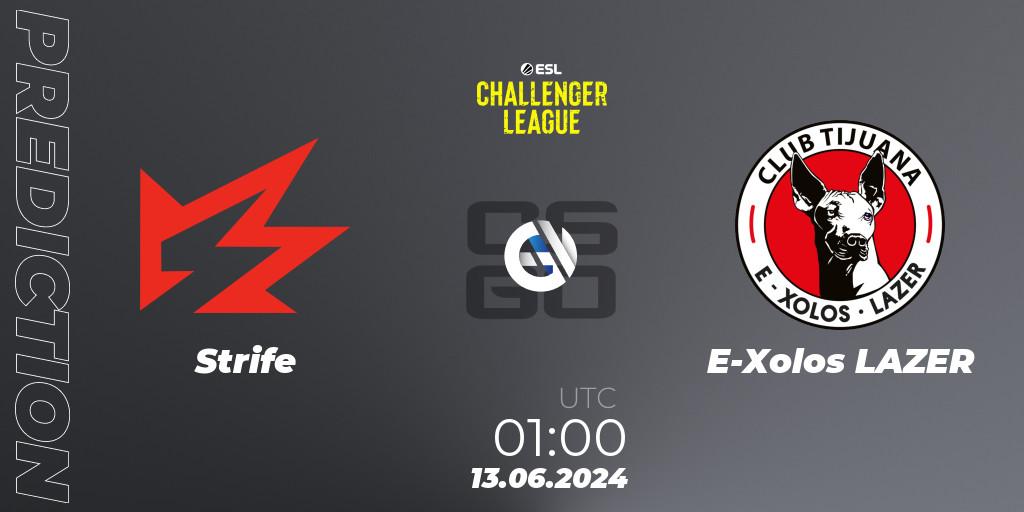 Strife - E-Xolos LAZER: ennuste. 13.06.2024 at 01:00, Counter-Strike (CS2), ESL Challenger League Season 47 Relegation: North America