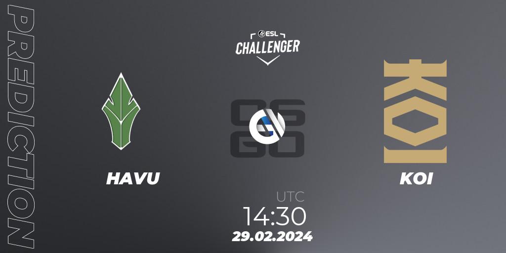 HAVU - KOI: ennuste. 29.02.24, CS2 (CS:GO), ESL Challenger #56: European Closed Qualifier