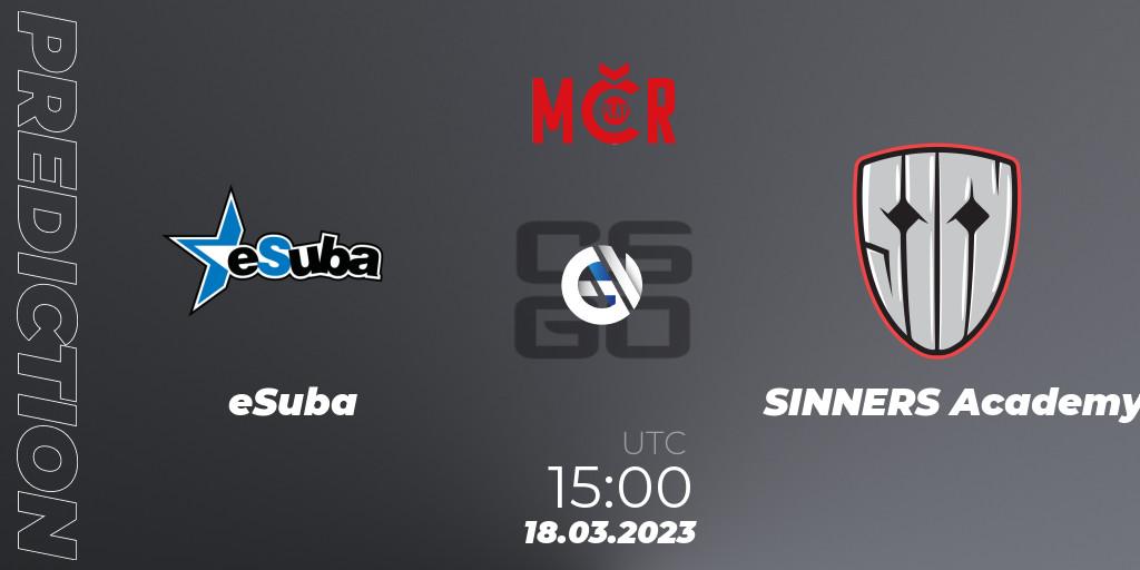 eSuba - SINNERS Academy: ennuste. 18.03.2023 at 15:00, Counter-Strike (CS2), Tipsport Cup Prague Spring 2023: Closed Qualifier