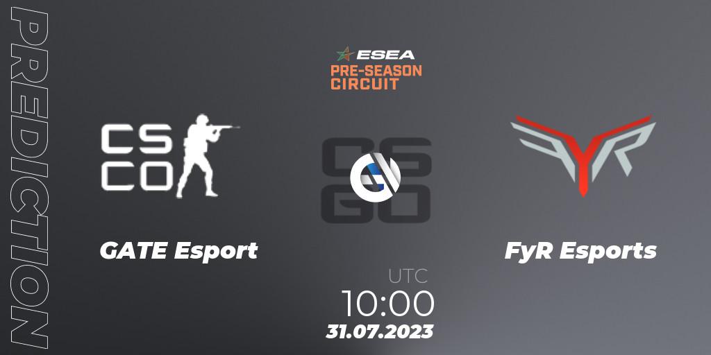 GATE Esport - FyR Esports: ennuste. 31.07.2023 at 10:00, Counter-Strike (CS2), ESEA Pre-Season Circuit 2023: Asian Final