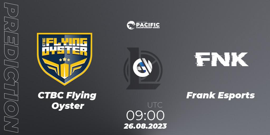 CTBC Flying Oyster - Frank Esports: ennuste. 26.08.2023 at 09:00, LoL, PACIFIC Championship series Playoffs