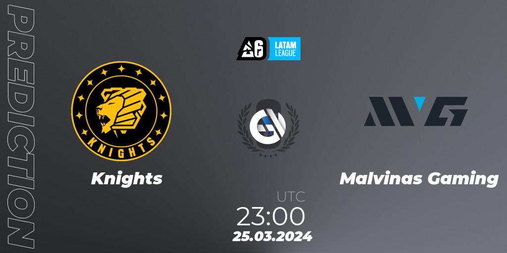 Knights - Malvinas Gaming: ennuste. 25.03.2024 at 23:00, Rainbow Six, LATAM League 2024 - Stage 1: LATAM South