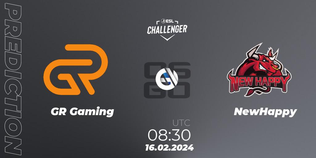 GR Gaming - NewHappy: ennuste. 16.02.2024 at 08:30, Counter-Strike (CS2), ESL Challenger #56: Asian Qualifier