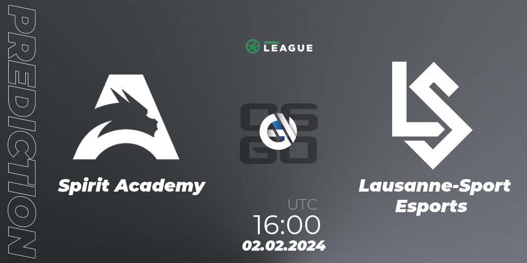Spirit Academy - Lausanne-Sport Esports: ennuste. 02.02.2024 at 16:00, Counter-Strike (CS2), ESEA Season 48: Advanced Division - Europe