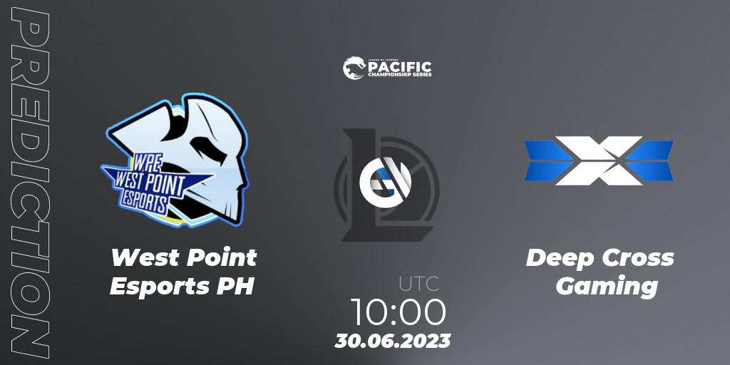 West Point Esports PH - Deep Cross Gaming: ennuste. 30.06.2023 at 10:00, LoL, PACIFIC Championship series Group Stage