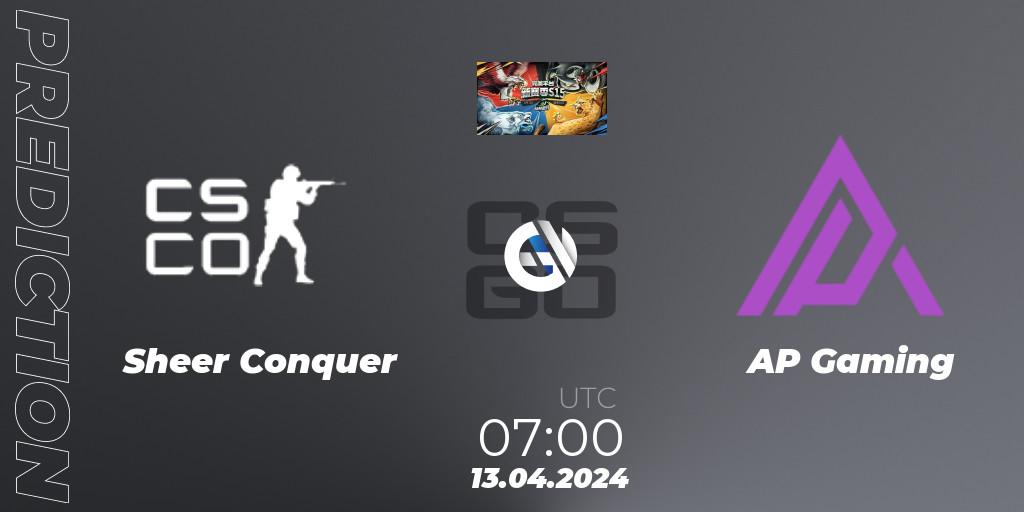 Sheer Conquer - AP Gaming: ennuste. 13.04.2024 at 07:00, Counter-Strike (CS2), Perfect World Wild Party Season 1: Series 3