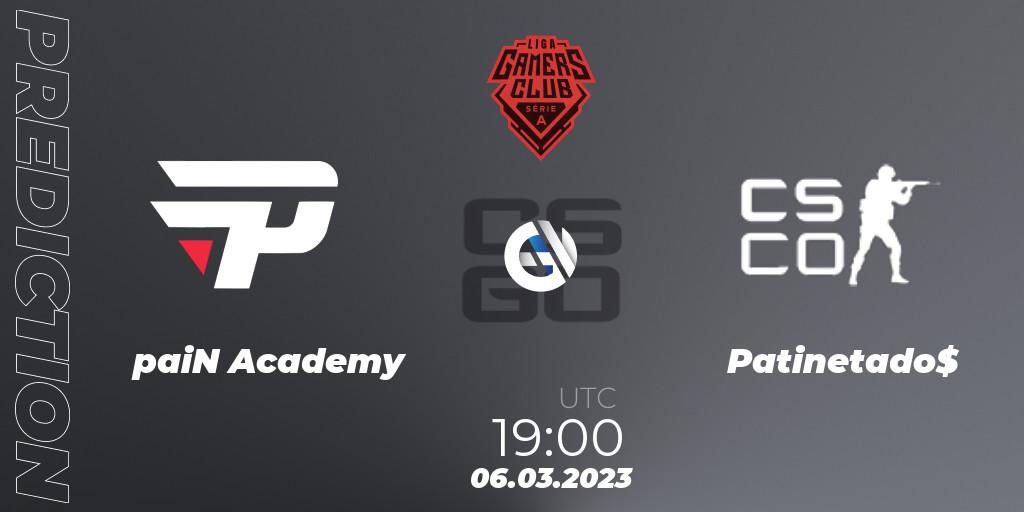 paiN Academy - Patinetado$: ennuste. 06.03.2023 at 19:00, Counter-Strike (CS2), Gamers Club Liga Série A: February 2023