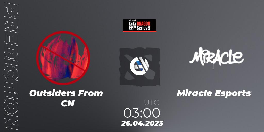 Outsiders From CN - Miracle Esports: ennuste. 26.04.2023 at 03:08, Dota 2, GGWP Dragon Series 2