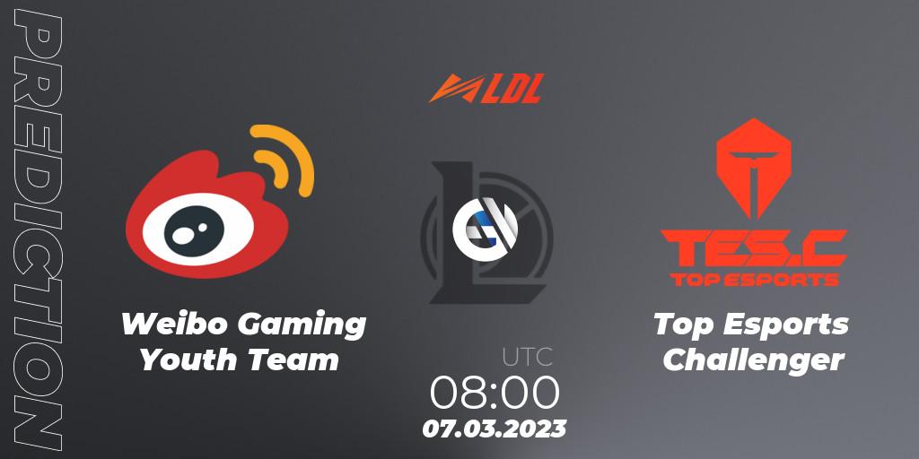 Weibo Gaming Youth Team - Top Esports Challenger: ennuste. 07.03.2023 at 09:25, LoL, LDL 2023 - Regular Season