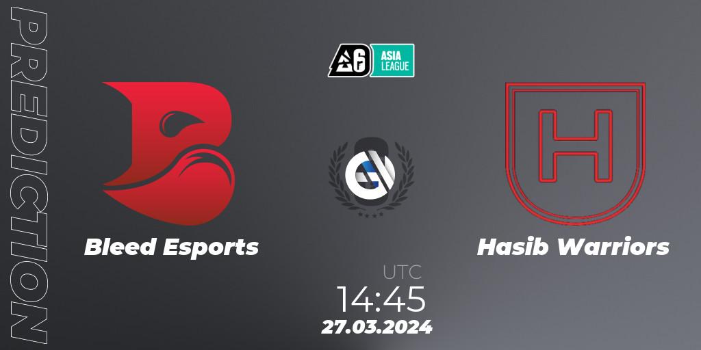 Bleed Esports - Hasib Warriors: ennuste. 27.03.2024 at 14:45, Rainbow Six, Asia League 2024 - Stage 1