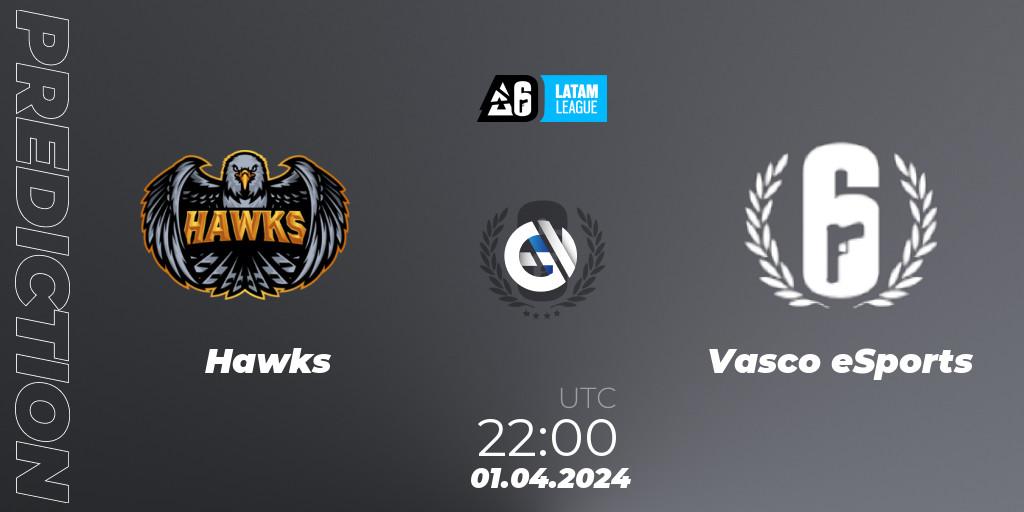 Hawks - Vasco eSports: ennuste. 01.04.2024 at 22:00, Rainbow Six, LATAM League 2024 - Stage 1: LATAM South
