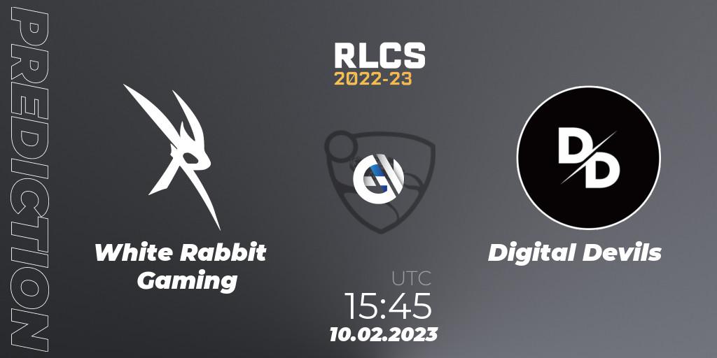 White Rabbit Gaming - Digital Devils: ennuste. 10.02.2023 at 15:45, Rocket League, RLCS 2022-23 - Winter: Sub-Saharan Africa Regional 2 - Winter Cup