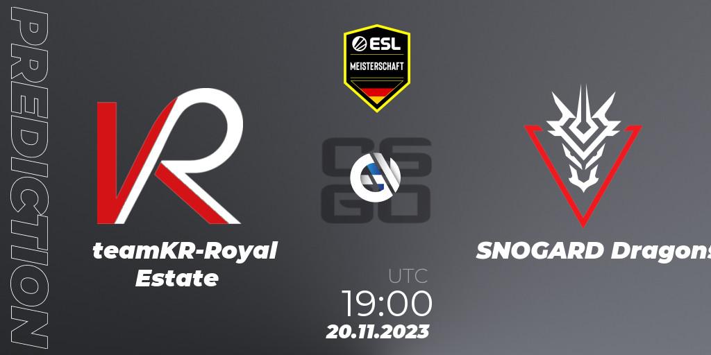 teamKR-Royal Estate - SNOGARD Dragons: ennuste. 20.11.2023 at 19:00, Counter-Strike (CS2), ESL Meisterschaft: Autumn 2023