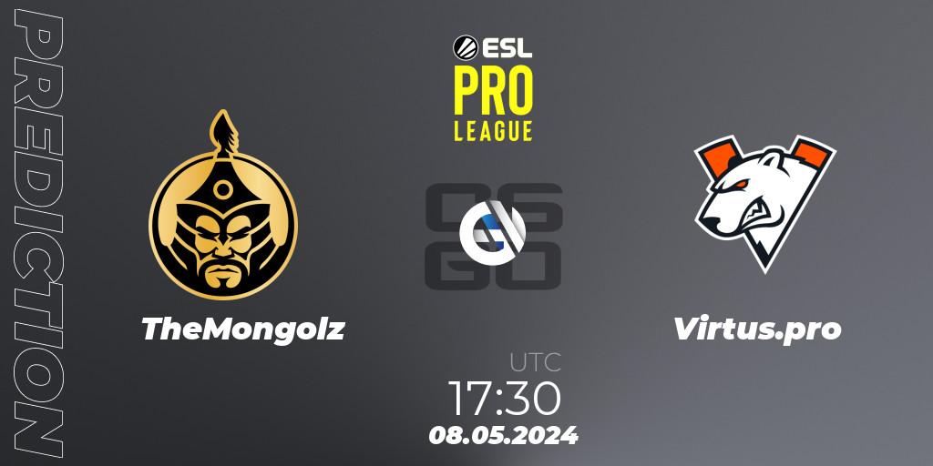 TheMongolz - Virtus.pro: ennuste. 08.05.2024 at 18:05, Counter-Strike (CS2), ESL Pro League Season 19