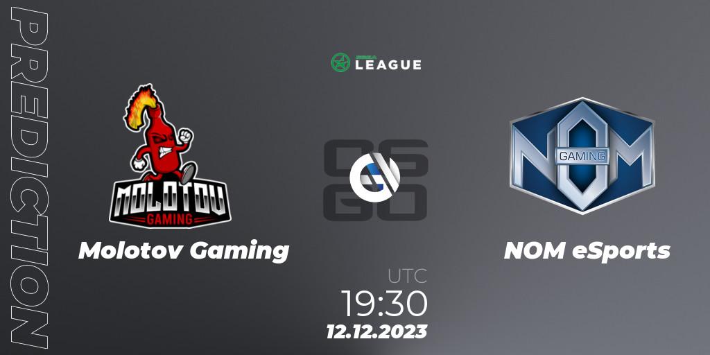 Molotov Gaming - NOM eSports: ennuste. 12.12.2023 at 19:30, Counter-Strike (CS2), ESEA Season 47: Main Division - Europe