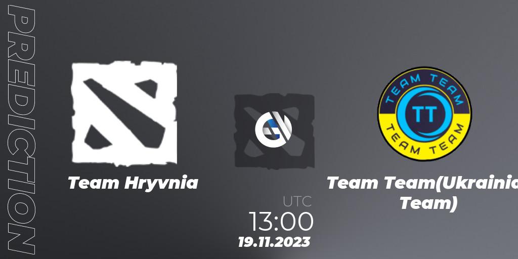 Team Hryvnia - Team Team(Ukrainian Team): ennuste. 19.11.2023 at 13:00, Dota 2, European Pro League Season 14
