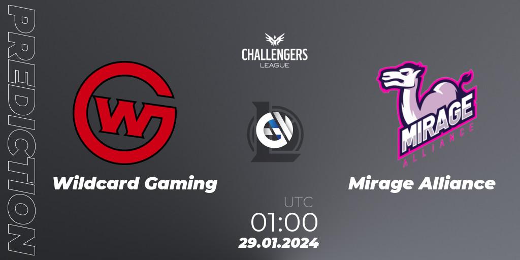 Wildcard Gaming - Mirage Alliance: ennuste. 29.01.2024 at 01:00, LoL, NACL 2024 Spring - Group Stage