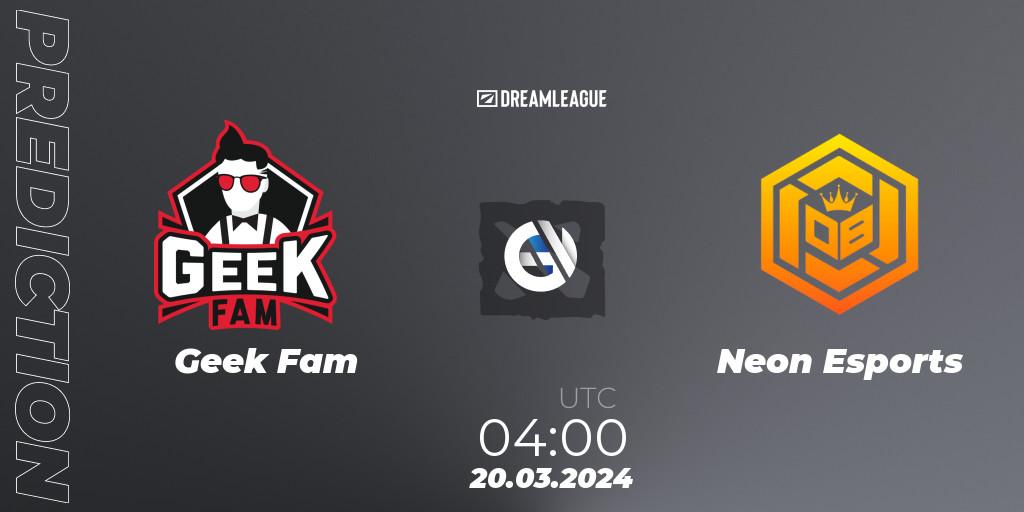 Geek Fam - Neon Esports: ennuste. 20.03.24, Dota 2, DreamLeague Season 23: Southeast Asia Closed Qualifier