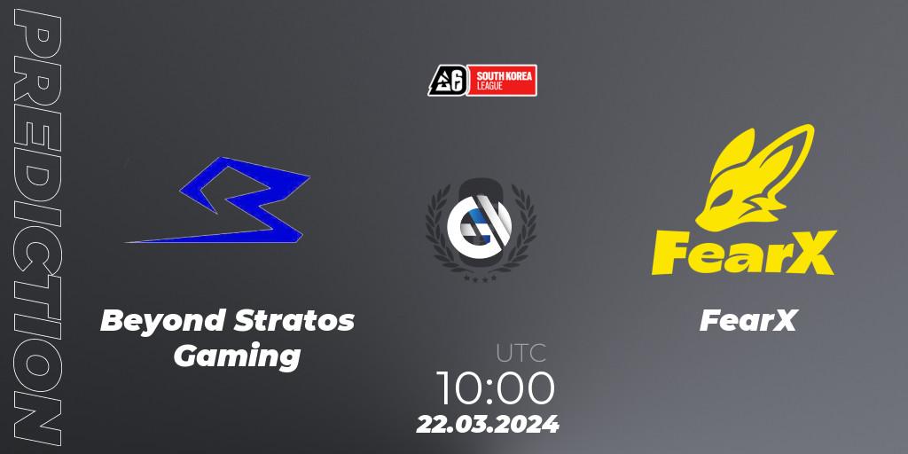 Beyond Stratos Gaming - FearX: ennuste. 22.03.2024 at 10:00, Rainbow Six, South Korea League 2024 - Stage 1