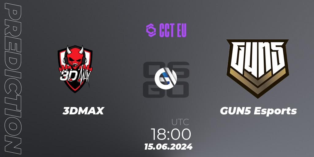 3DMAX - GUN5 Esports: ennuste. 15.06.2024 at 18:00, Counter-Strike (CS2), CCT Season 2 Europe Series 5