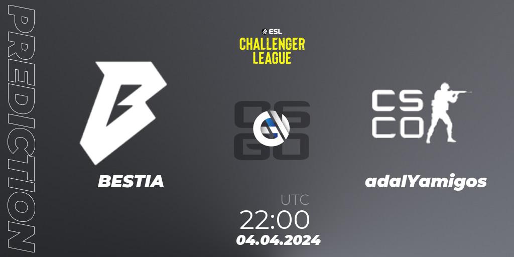BESTIA - adalYamigos: ennuste. 04.04.2024 at 22:00, Counter-Strike (CS2), ESL Challenger League Season 47: South America