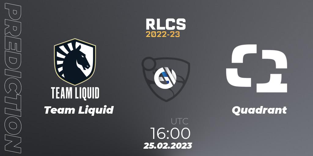 Team Liquid - Quadrant: ennuste. 25.02.2023 at 16:00, Rocket League, RLCS 2022-23 - Winter: Europe Regional 3 - Winter Invitational