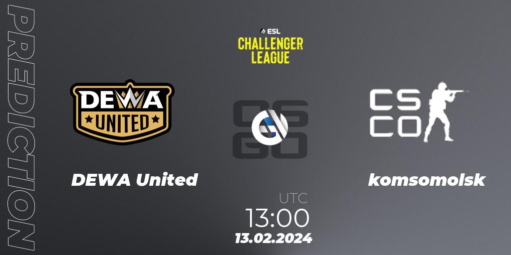 DEWA United - komsomolsk: ennuste. 13.02.2024 at 13:00, Counter-Strike (CS2), ESL Challenger League Season 47: Asia