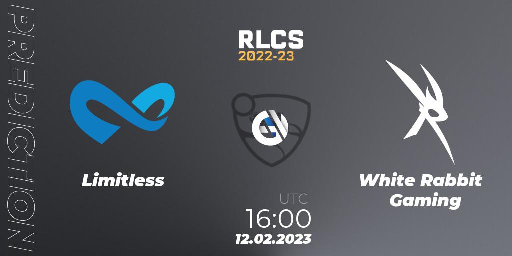 Limitless - White Rabbit Gaming: ennuste. 12.02.2023 at 16:15, Rocket League, RLCS 2022-23 - Winter: Sub-Saharan Africa Regional 2 - Winter Cup