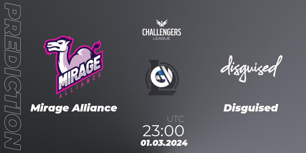 Mirage Alliance - Disguised: ennuste. 01.03.2024 at 23:00, LoL, NACL 2024 Spring - Group Stage