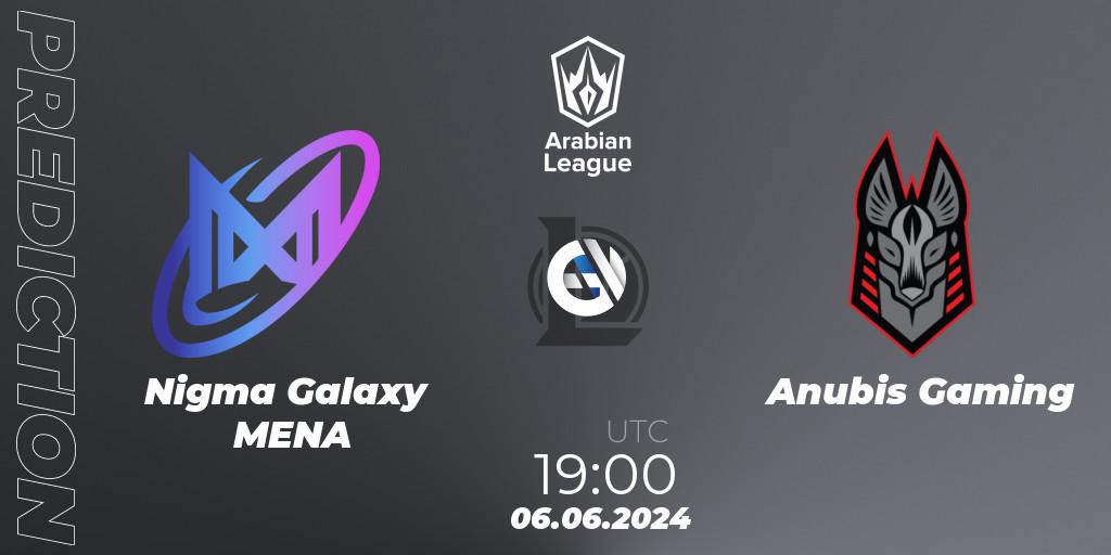 Nigma Galaxy MENA - Anubis Gaming: ennuste. 06.06.2024 at 19:00, LoL, Arabian League Summer 2024