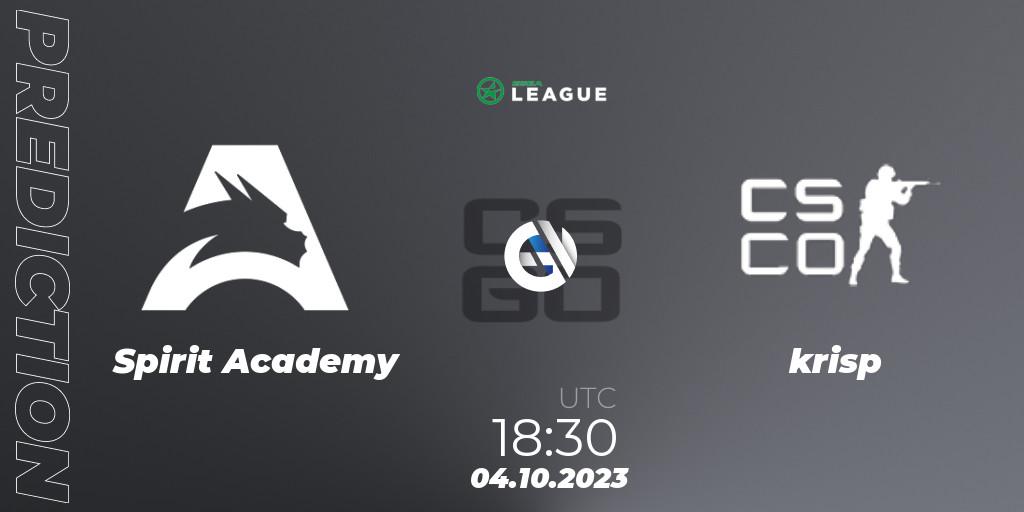 Spirit Academy - krisp: ennuste. 04.10.2023 at 18:00, Counter-Strike (CS2), ESEA Season 46: Open Division - Europe