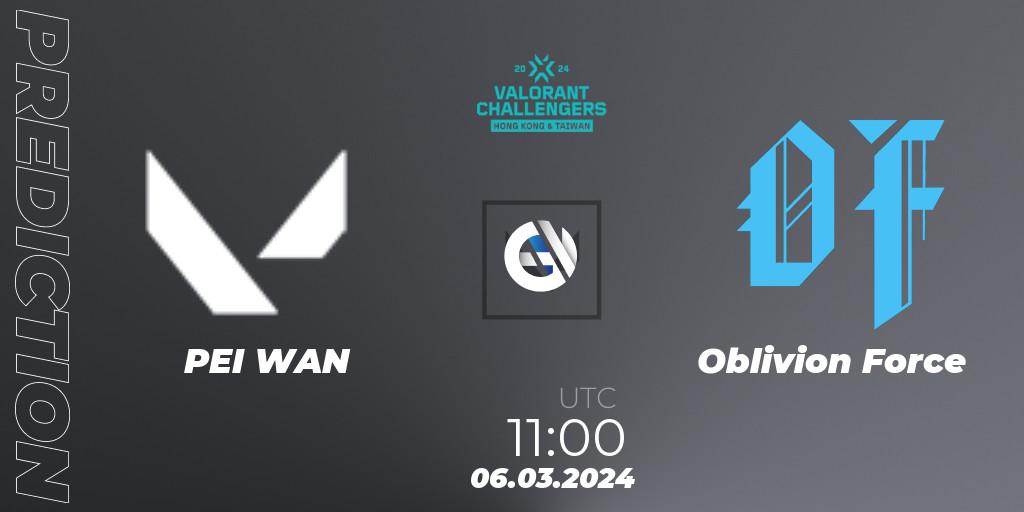 PEI WAN - Oblivion Force: ennuste. 06.03.2024 at 11:00, VALORANT, VALORANT Challengers Hong Kong and Taiwan 2024: Split 1