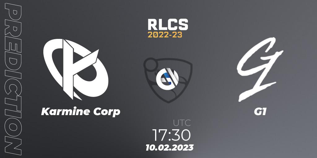 Karmine Corp - G1: ennuste. 10.02.23, Rocket League, RLCS 2022-23 - Winter: Europe Regional 2 - Winter Cup