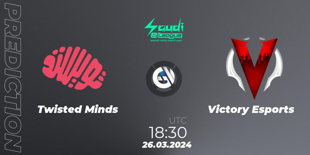 Twisted Minds - Victory Esports: ennuste. 26.03.2024 at 18:30, Overwatch, Saudi eLeague 2024 - Major 1