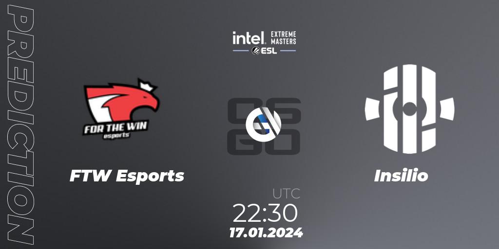 FTW Esports - Insilio: ennuste. 17.01.2024 at 22:30, Counter-Strike (CS2), Intel Extreme Masters China 2024: European Open Qualifier #1