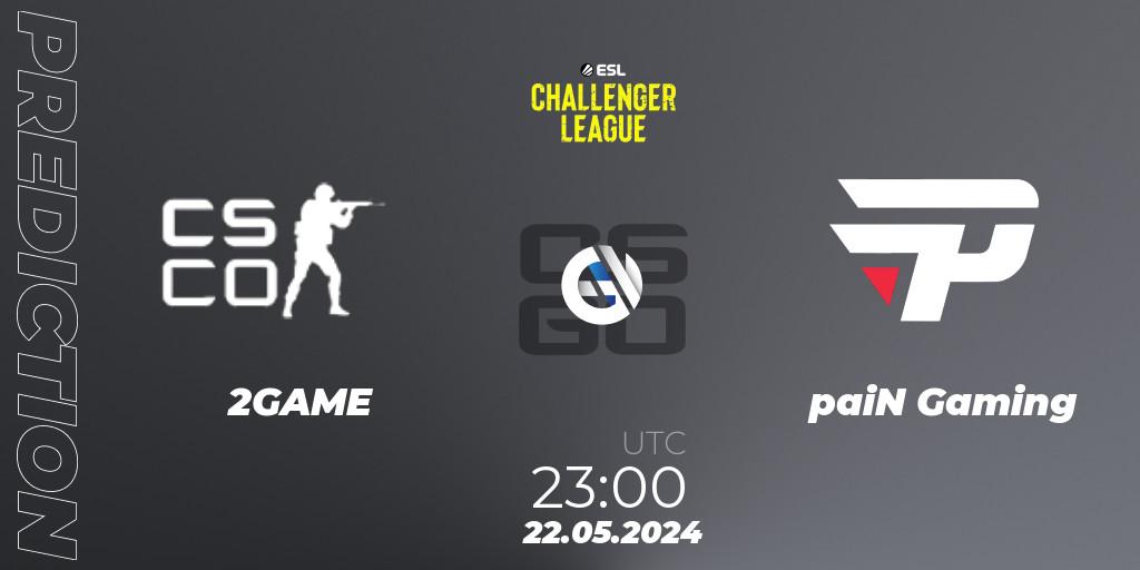 2GAME - paiN Gaming: ennuste. 22.05.2024 at 23:00, Counter-Strike (CS2), ESL Challenger League Season 47: South America