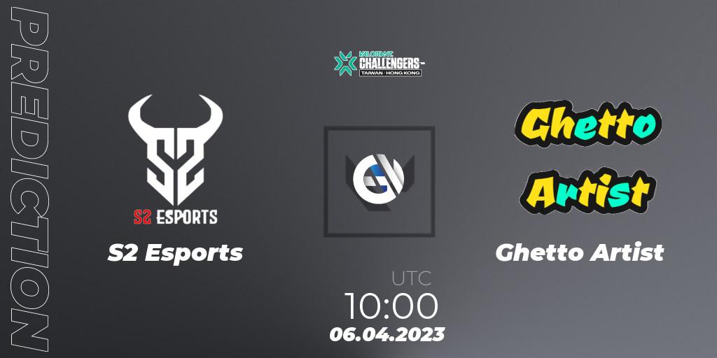 S2 Esports - Ghetto Artist: ennuste. 06.04.2023 at 10:00, VALORANT, VALORANT Challengers 2023: Hong Kong & Taiwan Split 2 - Group stage