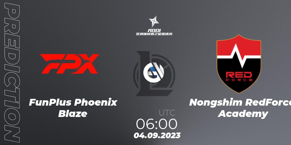 FunPlus Phoenix Blaze - Nongshim RedForce Academy: ennuste. 04.09.2023 at 06:00, LoL, Asia Star Challengers Invitational 2023