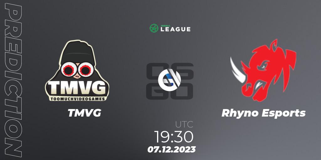 TMVG - Rhyno Esports: ennuste. 08.12.2023 at 15:30, Counter-Strike (CS2), ESEA Season 47: Main Division - Europe