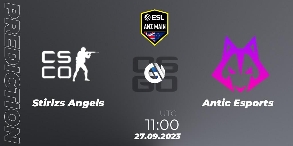 Stirlzs Angels - Antic Esports: ennuste. 27.09.2023 at 11:00, Counter-Strike (CS2), ESL ANZ Main Season 17