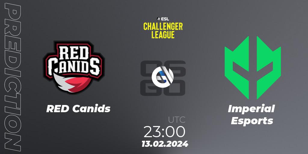 RED Canids - Imperial Esports: ennuste. 13.02.2024 at 23:25, Counter-Strike (CS2), ESL Challenger League Season 47: South America