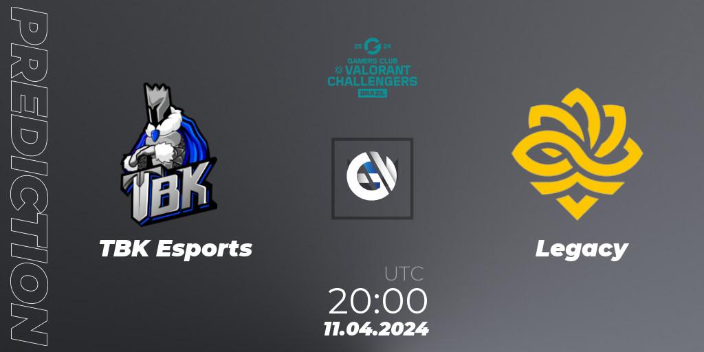 TBK Esports - Legacy: ennuste. 11.04.2024 at 20:00, VALORANT, VALORANT Challengers Brazil 2024: Split 1