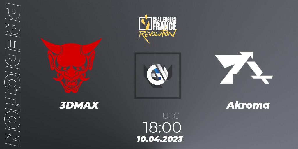 3DMAX - Akroma: ennuste. 10.04.2023 at 18:10, VALORANT, VALORANT Challengers France: Revolution Split 2 - Regular Season