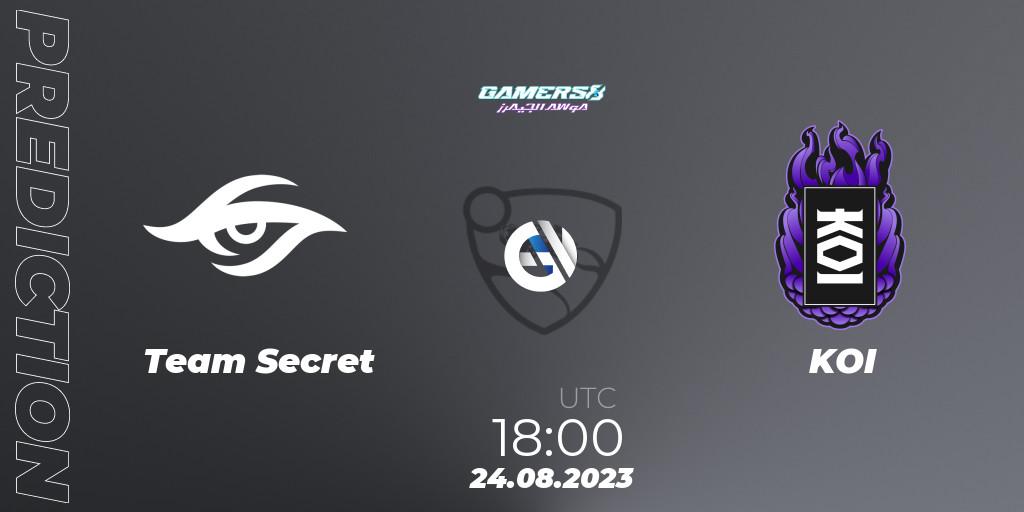 Team Secret - KOI: ennuste. 24.08.2023 at 17:00, Rocket League, Gamers8 2023