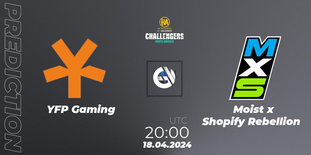 YFP Gaming - Moist x Shopify Rebellion: ennuste. 18.04.2024 at 20:00, VALORANT, VALORANT Challengers 2024: North America Split 1