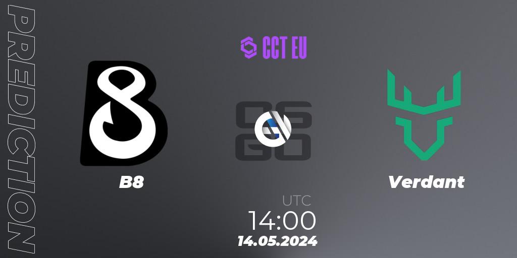 B8 - Verdant: ennuste. 14.05.2024 at 14:00, Counter-Strike (CS2), CCT Season 2 European Series #3