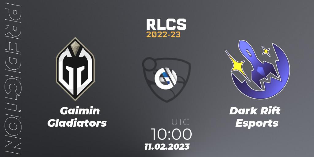 Gaimin Gladiators - Dark Rift Esports: ennuste. 11.02.2023 at 10:00, Rocket League, RLCS 2022-23 - Winter: Asia-Pacific Regional 2 - Winter Cup
