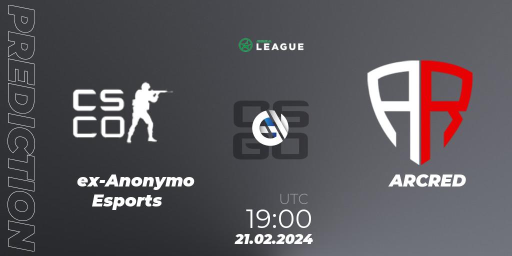 ex-Anonymo Esports - ARCRED: ennuste. 21.02.24, CS2 (CS:GO), ESEA Season 48: Advanced Division - Europe
