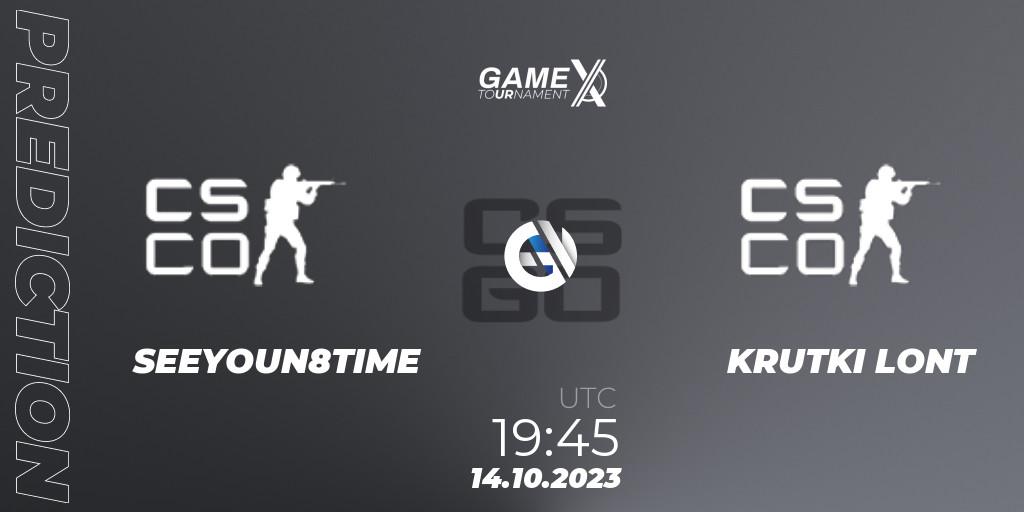 SEEYOUN8TIME - KRUTKI LONT: ennuste. 14.10.2023 at 19:45, Counter-Strike (CS2), GameX 2023